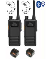 Set van 2 Hytera HP605G DMR UHF IP67 5W GPS, Bluetooth tafellader en D-shape oortje