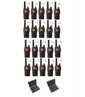 Set van 20 Cobra RX380 PMR446 portofoons IPX2 met beveiliging oortje en koffer