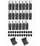 Set van 20 Inrico T320 V2 4G LTE Zello Portofoon, GPS, Wifi met tafellader, D-shape oortje en koffer