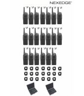 Set van 20 Kenwood NX-1300NE3 UHF Nexedge IP54 5Watt Portofoon met tafellader koffer en beveiligingoortje