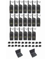 Set van 20 Motorola XT460 IP55 PMR446 met beveiliging oortje tafellader koffer