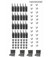 Set van 24 Kenwood NX-1300NE3 UHF Nexedge IP54 5Watt Portofoon met tafellader koffer en beveiligingoortje