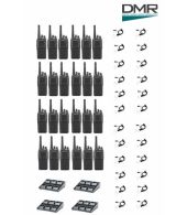 Set van 24 Kenwood NX-1300DE3 UHF DMR IP54 5Watt Portofoon met 4 multiladers en Beveiliging oortje