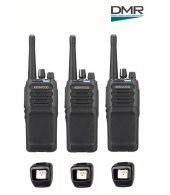 Set van 3 Kenwood NX-1300DE3 UHF DMR IP54 5Watt Portofoon met tafellader