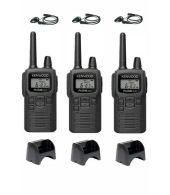 Set van 3 Kenwood PKT-300 ProTalk XLS IP52 PMR446 mini portofoons en D-shape oortje