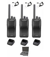 Set van 3 stuks Kenwood TK-3501 PMR446 met beveiliging oortje tafelladers en koffer
