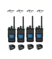 Set van 4 Caltta PH660 UHF DMR GPS, Bluetooth, display, tafellader en beveiliging oortje