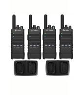 Set van 4 Cobra PX650 UHF PMR446 vergunningsvrije slimline portofoons IP54 