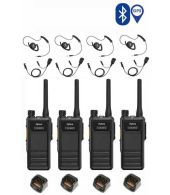Set van 4  Hytera HP605G DMR UHF IP67 5W GPS, Bluetooth tafellader en D-shape oortje