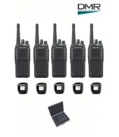 Set van 5 Kenwood NX-1300DE3 UHF DMR IP54 5Watt Portofoon met koffer