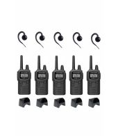 Set van 5 Kenwood PKT-300 ProTalk XLS IP52 PMR446 mini portofoons en C-ring oortje