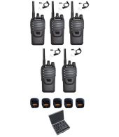 Set van 5 Wouxun KG-969 UHF IP65 10Watt Portofoons met tafellader beveiliging oortje en koffer