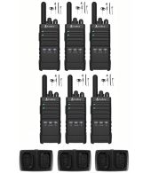 Set van 6 Cobra PX650 UHF PMR446 portofoons met D-shape oortje