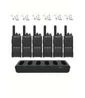 Set van 6 Cobra PX650 UHF PMR446 portofoons met multilader en beveiliging oortje