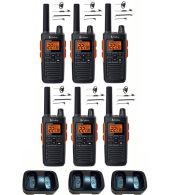 Set van 6 Cobra RX680 PMR446 portofoons IP54 met tafellader en D-shape oortje