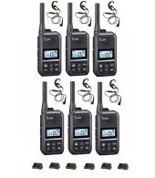 Set van 6 Icom IC-U20SR IP54 mini Portofoon met tafel lader en C-ring oortje