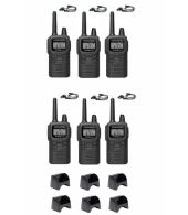 Set van 6 Kenwood PKT-300 ProTalk XLS IP52 PMR446 mini portofoons en D-shape oortje