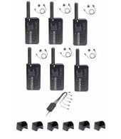 Set van 6 stuks Kenwood PKT-23E IP54 met DCH1040-K4 D-shape oortje en multilader