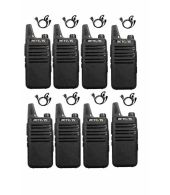Set van 8 Retevis RT622 vergunning vrije UHF mini portofoons met G-shape oortje